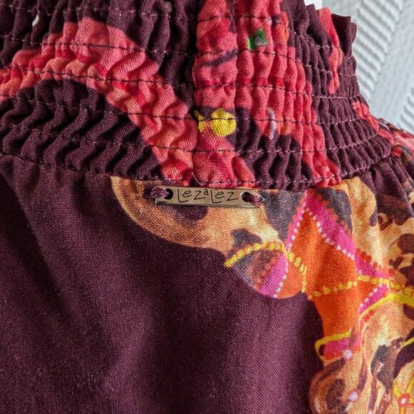 Lez a Lez Boho Burgundy Unicorn Zebra Print Dress Large - Picture 9 of 13